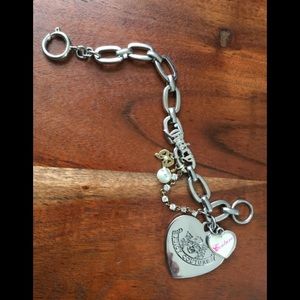 Juicy Couture LET THEM EAT COUTURE Heart Pearl Charm Bracelet